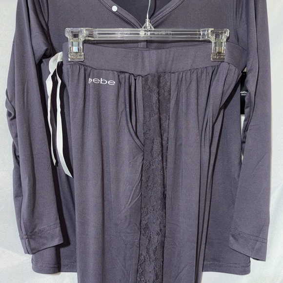 BEBE Pajama Set Pants Elastic Waist Lace Panel rim Down the Legs Size L - Picture 13 of 16